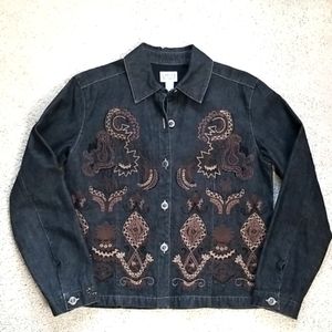 Chico's Embroidered Jean Jacket Size 1 Measurement
